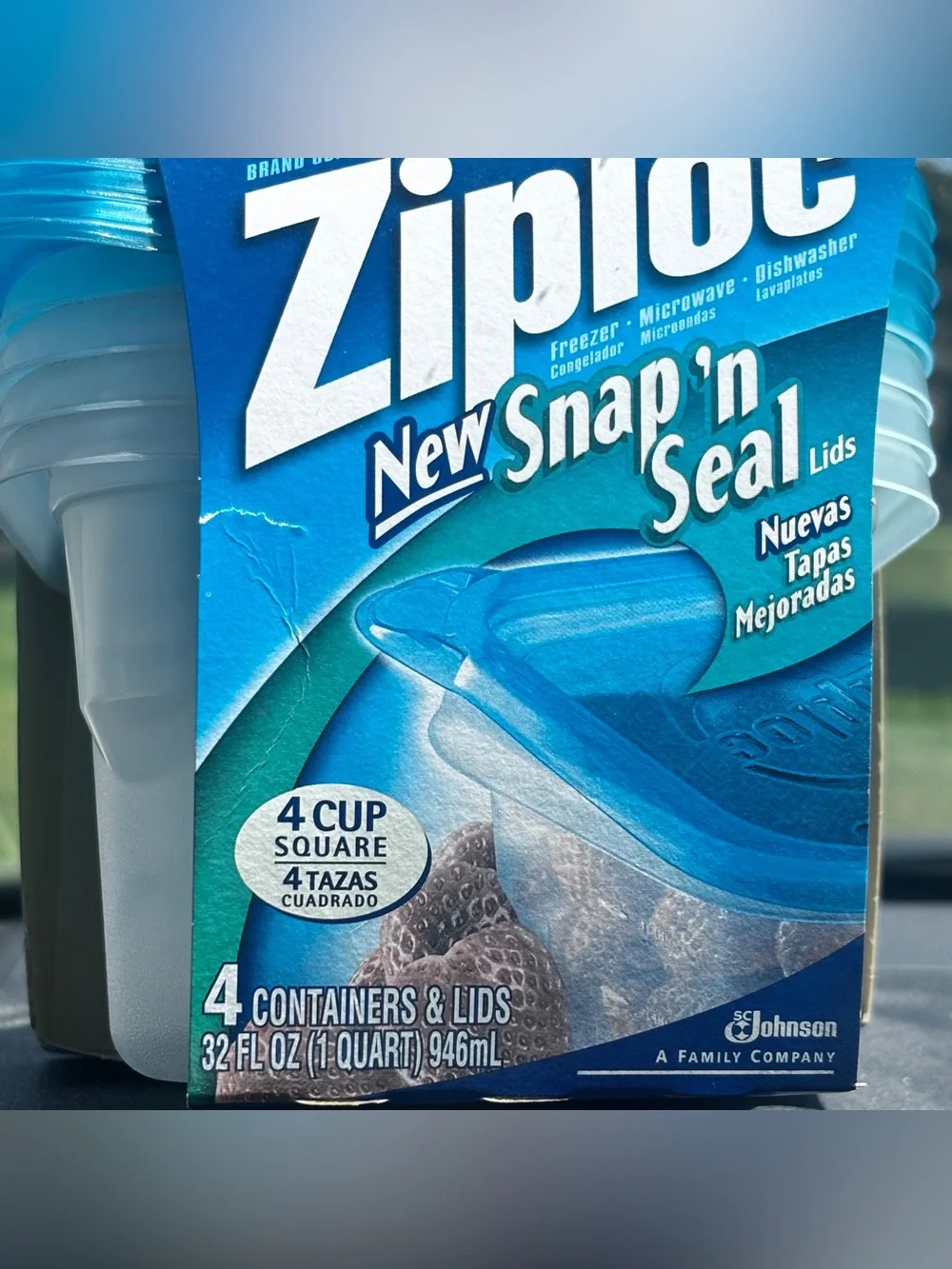 2 Sets Vtg Ziploc Square Containers Blue 4 Ct. 4 Cups OR  32 oz. Snap N' Seal